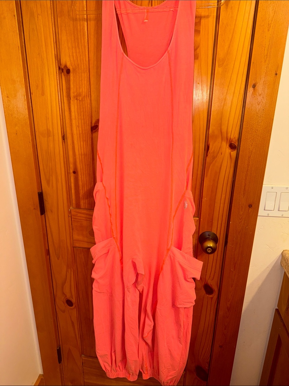 Free People Coral Pink Sleeveless Romper with Pockets